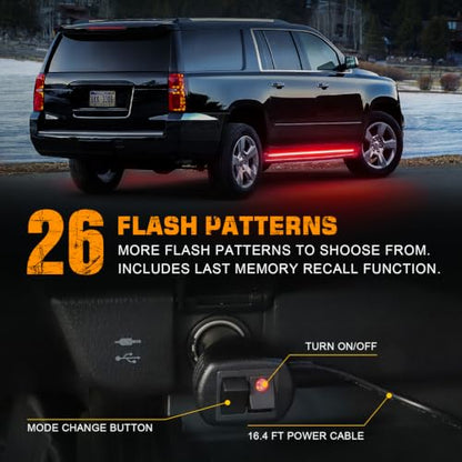 XRIDONSEN 2 Pack 70-inch Truck Red Running Board Emergency Lights Strip - color: Red