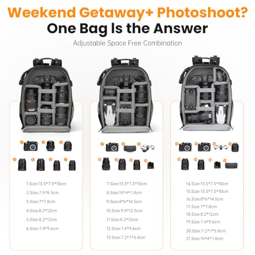 Cwatcun Camera Trolley Bag, Rolling DSLR Case with Removable Cart - color: Black, size: 5.0 Large