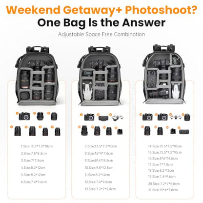 Cwatcun Camera Trolley Bag, Rolling DSLR Case with Removable Cart - color: Black, size: 5.0 Large