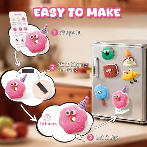 Air Dry Clay Kit for Kids - 6 Boxes Fridge Magnets Craft Set