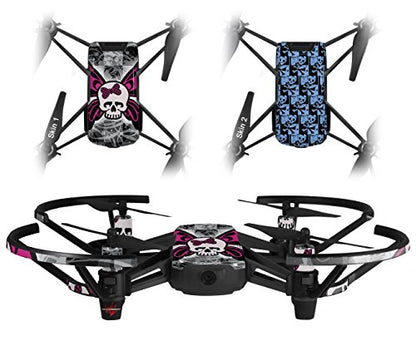 Skin Decal Wrap 2 Pack Compatible with DJI Ryze Tello Skull Butterfly Drone NOT Included
