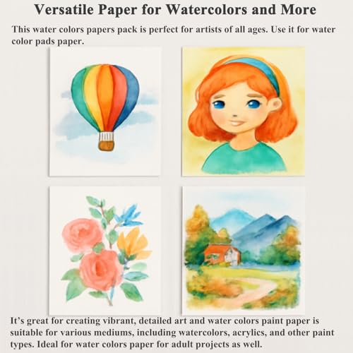 SuFly Water Color Paper 5"x 7", 140lb Cold Press Watercolor Paper_64 Sheets