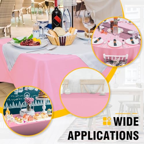 RowinsyDD 50 Pack Pink Plastic Tablecloth, Plastic Table Cloths Disposable - color: Pink
