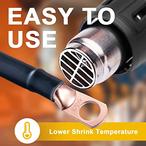 TKDMR 65 Ft 1/4" Heat Shrink Tubing - 3:1 Ratio Marine Grade Heat Shrink,Wire Cable Adhesive Lined Tube Insulation Seal Against Moisture Corrosion and Air Leakage.Black - size: 6.4mm (1/4") - 65Ft