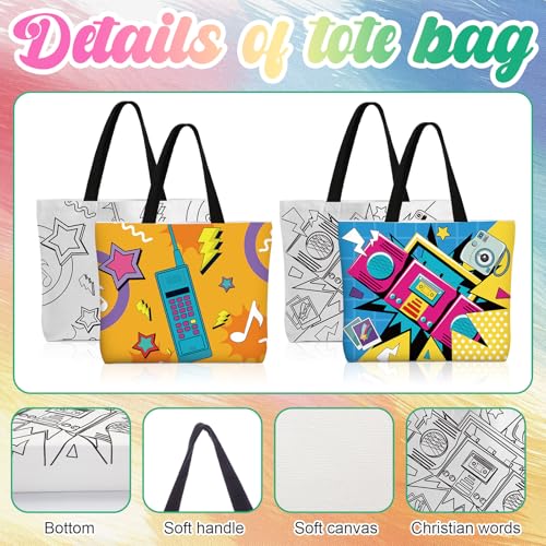 Locmeo 10 Set Paint and Sip Canvas Bags Pre Drawn Kit,Disco - style: Disco