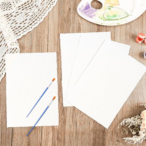 25 Sheets Watercolor Paper 7 x 10 in, 300 GSM, Deckled Edge, Ivory - size: 7 x 10 inch