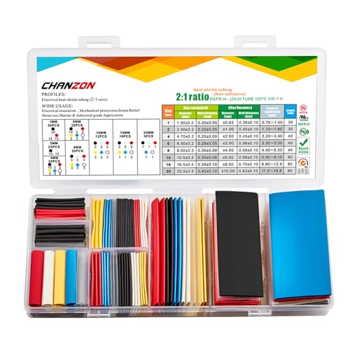 Chanzon 40 Sizes Extra Long Heat Shrink Tubing Assorted Kit 2:1 Ratio - color: 4.MultiColor