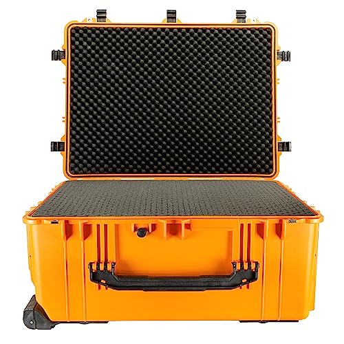Eylar 31.5" X-Large Protective Roller Hard Case for Cameras, Drones, Tools, and AV Equipment with IP67 Waterproof, Shock Resistant, and Customizable Foam Inserts (Yellow) - color: Yellow