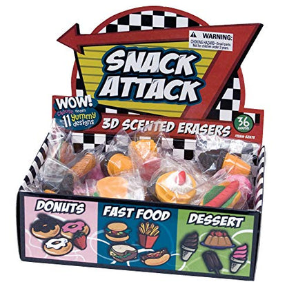Raymond Geddes Snack Attack 3D Scented Food Erasers (Pack of 36)