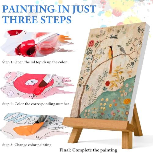 WUDWL Persian Birds Flowers Paint by Numbers Kit for Adults Beginner, with Framed - color: YH04249