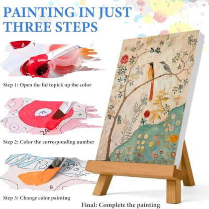WUDWL Persian Birds Flowers Paint by Numbers Kit for Adults Beginner, with Framed - color: YH04249