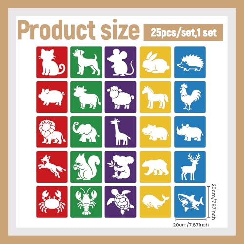 CUTHOLLOW 25 PCS Animals Painting Shape Stencils Sets - style: 25pcs-Animals