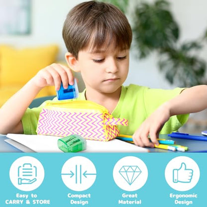 100 Pack Pencil Sharpeners Bulk - Colored Handheld Pencil Crayon Double Hole Sharpener, School Classroom Supplies