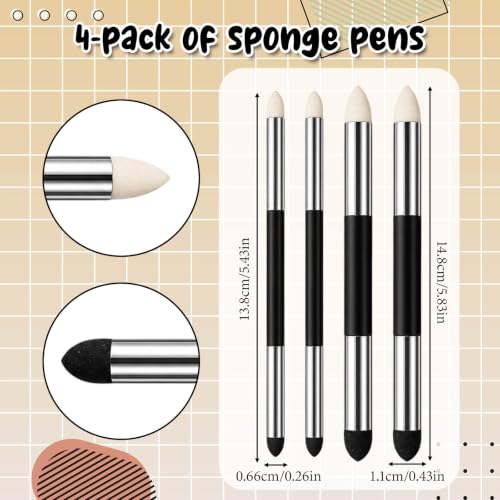 JJUNW 11 Pcs Blending Stumps for Drawing 4 Blending Pens 6 Sponge Pens