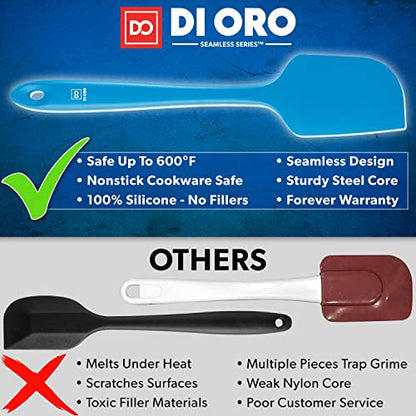 DI ORO Large Silicone Spatula - 600F Heat Resistant, Blue - color: Blue