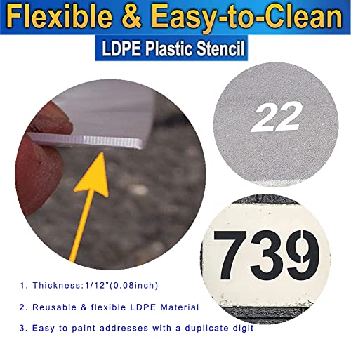 Deezio Pavement Stencils - 6 Inch Numbers Interlocking Stencil Set, Curb and Median Templates, Pro-Grade Material Thicknesses - size: 6 inch