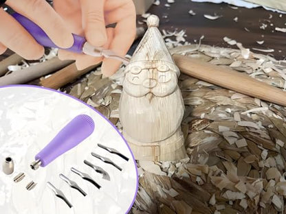 Linoleum Cutter Kit Assortment Carving Tools for DIY Block Printing, Includes 6 Blades ，Purple