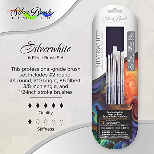 Silver Brush Limited Silverwhite Beginning Class Watercolor Brush Set, 6pc - style: 6 Pc, Beginning Class Set
