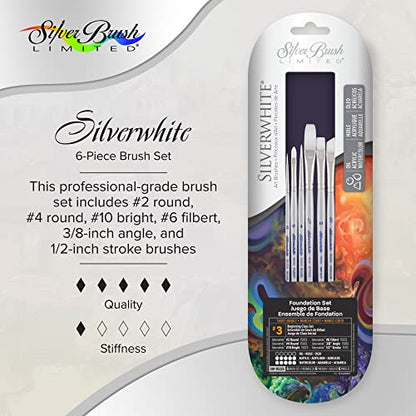 Silver Brush Limited Silverwhite Beginning Class Watercolor Brush Set, 6pc - style: 6 Pc, Beginning Class Set