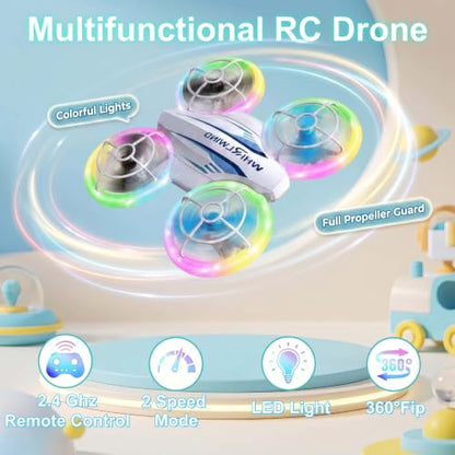 LED RC Drone for Kids Ages 6-12, LED Light drone toy with 3 Batteries