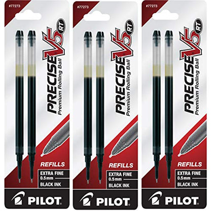 Pilot, Precise V5 RT Liquid Ink Refills, Extra Fine Point 0.5 mm, Black, Pack of 6 - color: Black, size: 6 Count (Pack of 1)