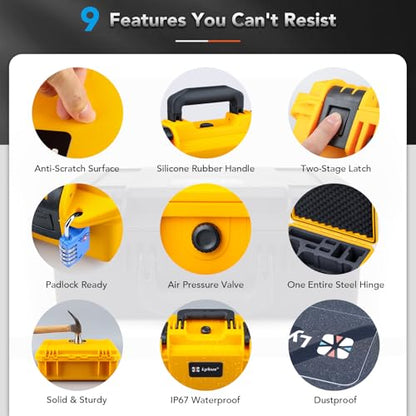 Lykus Titan AM100 Waterproof Hard Case for Potensic Atom 2/3-Axis/SE/LT - color: Yellow
