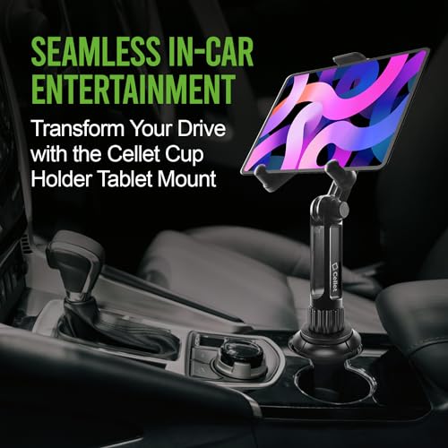 Cellet Cup Holder Tablet Mount, Car Cradle Holder Compatible for All iPad Pro, Air, Mini, Samsung Galaxy Tablet, Amazon Fire, Microsoft Surface - style: Tablet Holder Height - 13 in