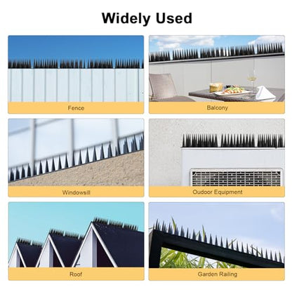 OFFO Bird Spikes, Keep Birds Pigeon Woodpecker Away Device Outdoor, Covers 48.3 Feet(14.7m), Black - color: Black, size: 48.3 Feet