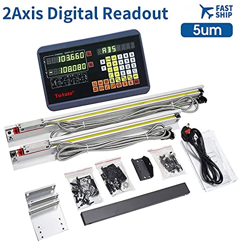 FASTTOBUY 2 Axis DRO Digital Readout 0-1000mm Travel Length 5um Precision Linear Glass Scale for CNC Milling Lathe EMD Machine (Customized Size) - size: Customized Size