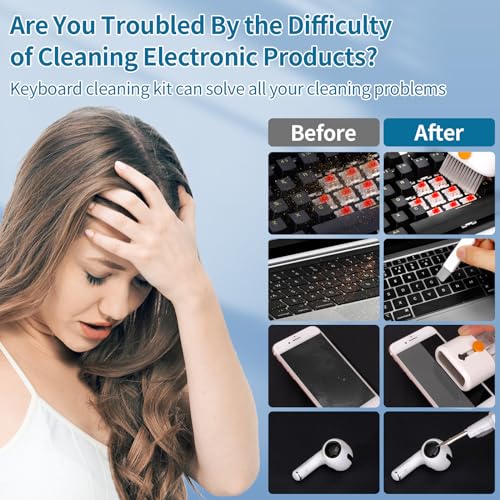 Keyboard Cleaner, Multi-Function Cleaning Kit for MacBook, Laptop, Computer - color: Bright White