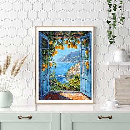 HITO Paint by Numbers Kit for Adults Seaside Scenery 16x20 Inch Frameless - color: Seaside Scenery