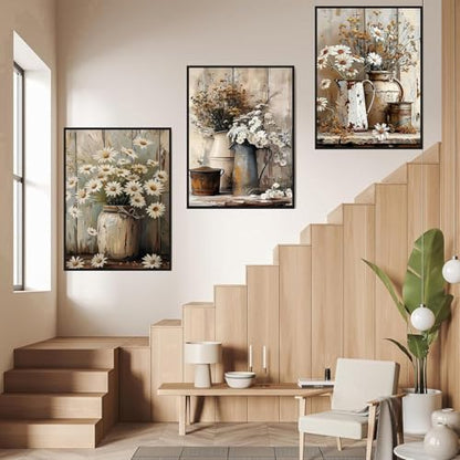 Diamond Art Kits for Adults, 3 Packs Rustic Flowers Diamond Painting Kits - color: Retro Flowers Vase, size: 3 packs-30*40cm