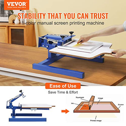 VEVOR Screen Printing Machine 1 Color 1 Station Silk Screen Printing Press - color: White