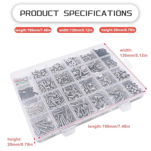 1008Pcs Universal RC Screw Assortment Kit 304 Stainless Steel for Traxxas