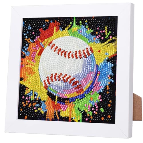 WEMEON Baseball Diamond Art Kits for Kids with Frame 7x7 inch - color: Baseball 01