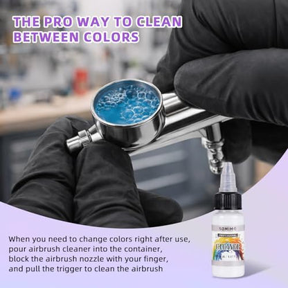 44 Colors Water-Based Acrylic Airbrush Paint Set with 6 Thinners - size: 0.67 Fl Oz (Pack of 1)