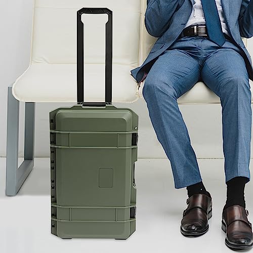 Waterproof Travel Camera Hard Case, 22” x 14” x 9” Camera Large Protective Hard Camera Case with Customizable Foam Large Rolling Lockable Hard Storage Case for Cameras, Drones. (Green) - color: Green