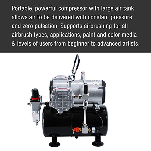 Master Airbrush TC-828 Airbrush Compressor with Tank- 1/4 HP Twin Cylinder - style: Dual Piston with Tank