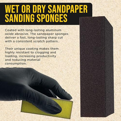 Dura-Gold 100 Grit 4-Sided Hand Sanding Block Sponges, 3.9" x 2.75" x 1" - style: 100 Grit