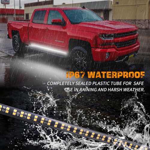 XRIDONSEN 2PCS 70 inch Running Board Emergency Lights White Strobe Lights - color: White