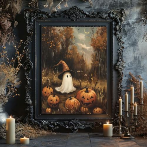 Spooky Paint by Numbers for Adults, Halloween Paint by Number on Canvas - color: MT23079