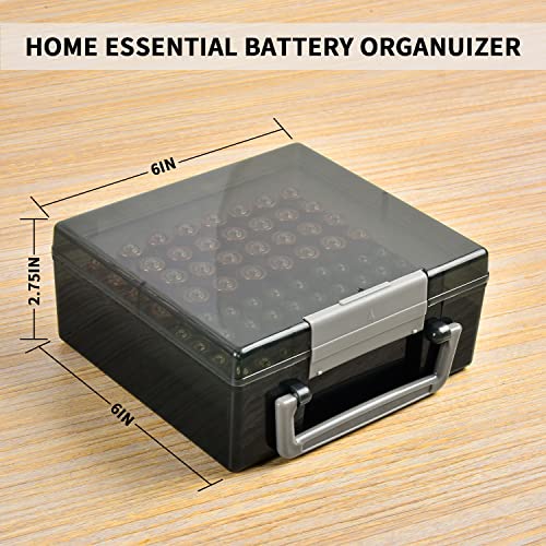 FULLCASE Battery Storage Organizer Holder Holds 72 AA AAA Batteries, Box Cases Garage Container, Home Drawer Organization Dispenser (Case Only) (Grey, Battery case) - color: Grey