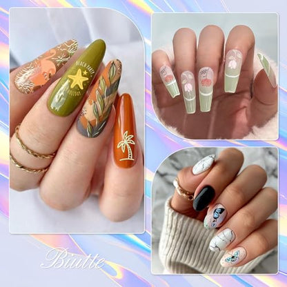 Biutee Nail Stamping Plate 12Pcs with Silicone Stamper Scraper Storage Bag - color: 16PCS