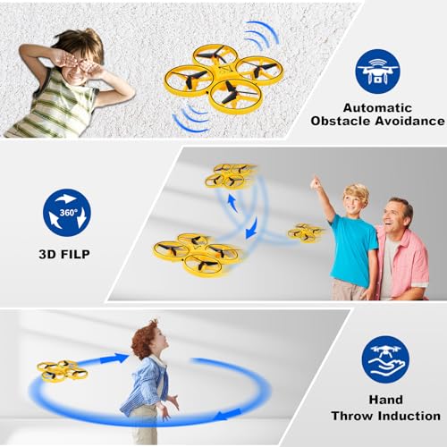Gesture Control Drone Rc Quadcopter Aircraft Hand Sensor Drone with Smart Watch Controlled, 2 batteries, 360° Flips, Led Light, 3 Modes, 2 USB Cables, Best Gift for Kid