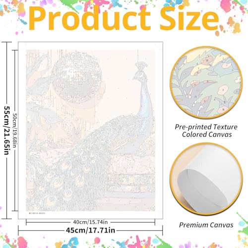 Mandun Peacock Paint by Numbers Kit for Adults, 16x20 inch - color: Peacock