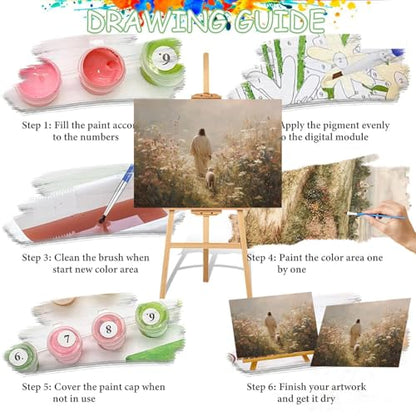 Jesus Paint by Numbers Kit for Adults Framed Canvas 12X16 in, Frameworkless - color: YH02807
