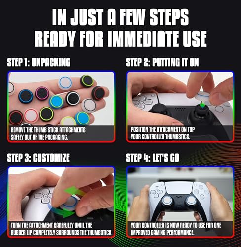 MatoSan 12 Thumbstick Grip Caps – Universal Silicone Controller Covers – Enhanced Grip, Precision & Protection – Anti-Slip Joystick Accessories for All Modern Game Controllers - size: 12 Variety Set