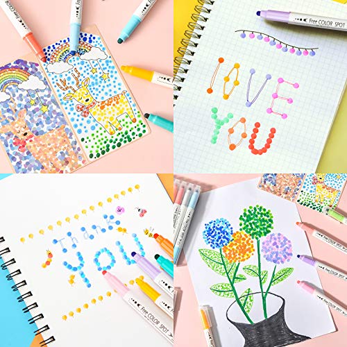 NiArt 12 Dual Tip Dot Markers, Quick-Dry for Art Journaling, 0.5mm-3mm