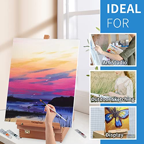 Falling in Art Wooden Tabletop Easel, Beech Wood Sketchbox Desktop Easel - style: Tabletop Easel