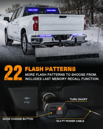 XRIDONSEN 2x 10.7 Inch Blue White Emergency Lights Windshield Strobe Lights - color: Blue/White
